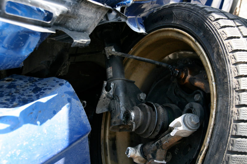 Illustration for article titled Subaru STI Hits Two Trees At Speed, Flips Twice, Everyone Survives!
